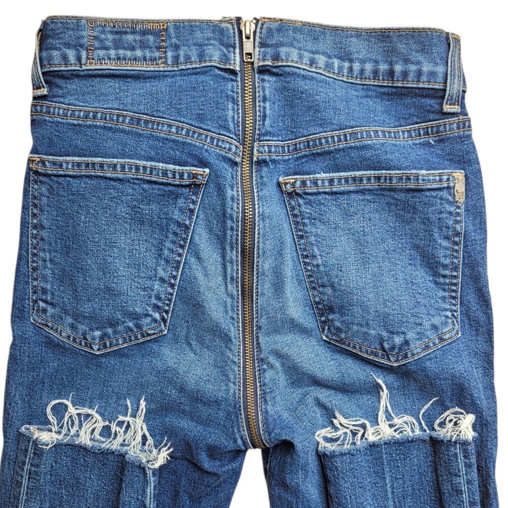 SIWY Los Angeles Premium Denim Back Zip Jeans Women's 26" High Rise Raw Hem